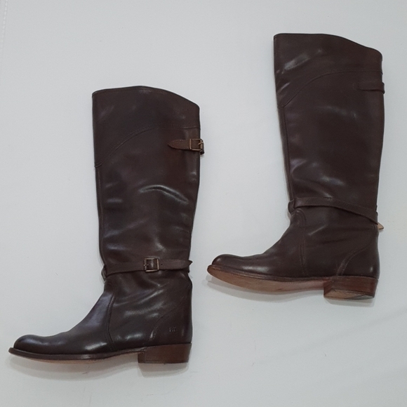 FRYE Melissa Harness Tall Umber Boots - Picture 3 of 8